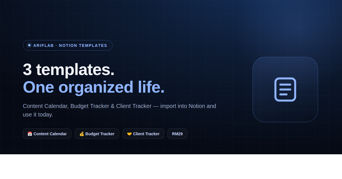Notion Template Pack: Content Calendar, Budget & Client Tracker